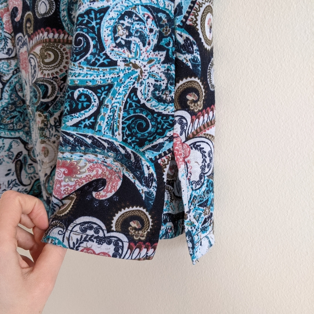 Cleo Petite - blue & pink paisley shirt - Picture 5 of 9